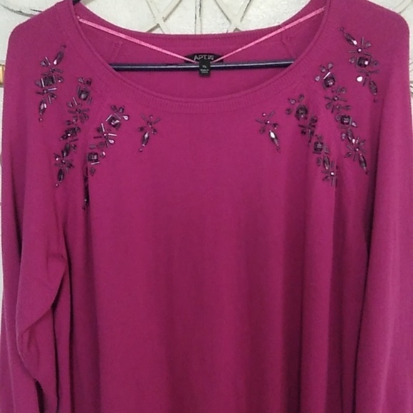 APT 1 MONOCHROMATIC BEADED, COTTON BLEND SWEATER - Picture 1 of 7